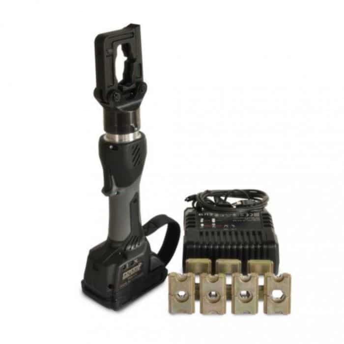 180° rotating head crimper with motor stop and automatic or manual reset after cable shrinkage