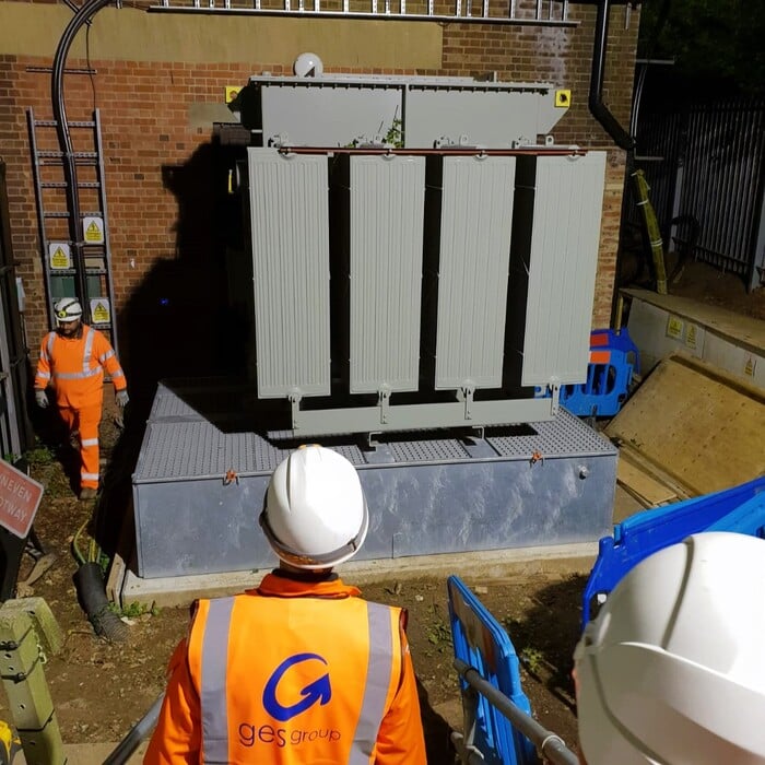 TRT-SP galvanised steel welded monoblock bunds for electrical transformers Network Rail London