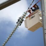 The insulator tester measures the alternating electric field surrounding glass and porcelain insulators