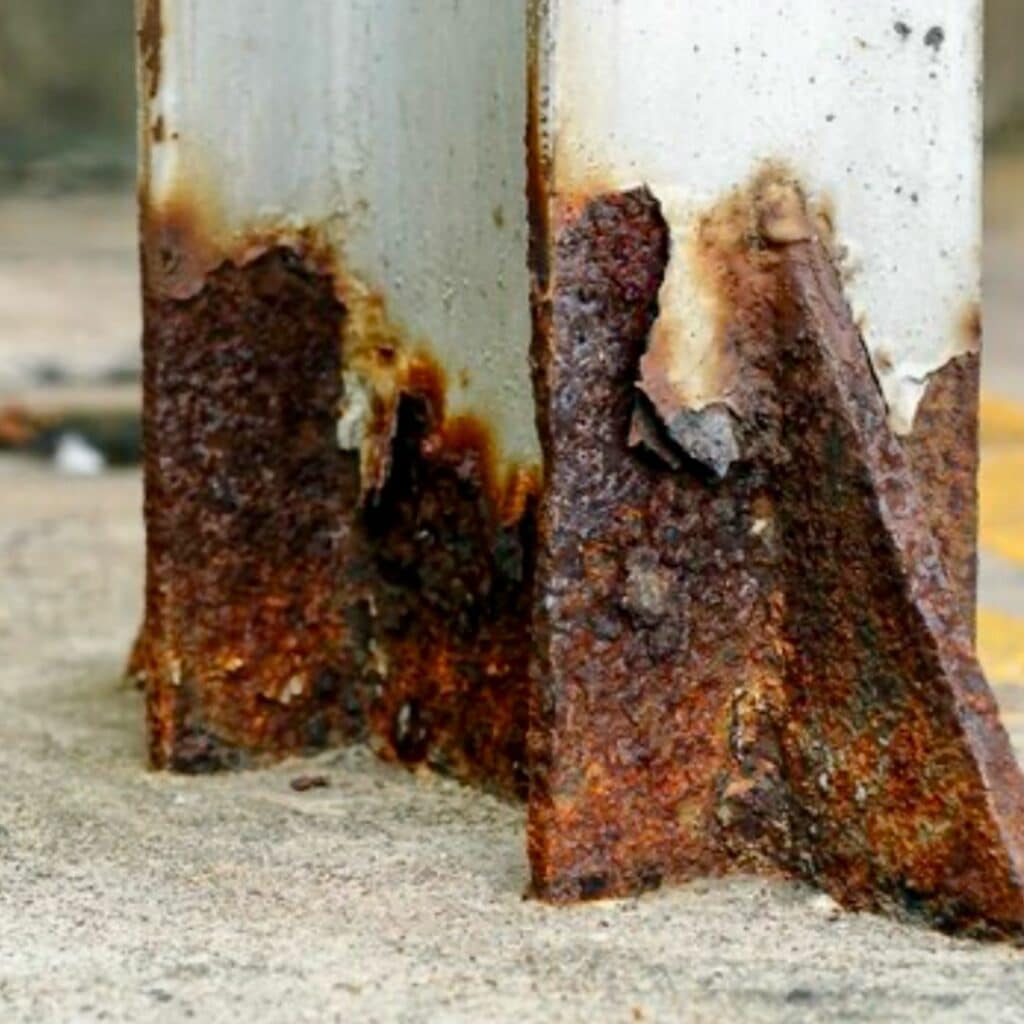 Amenaza de corrosión en pies metálicos que requieren protección galvánica ANODE RUST PRIMER SANERGRID