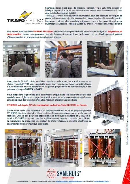 Brochure Transformateurs sec enrobés gamme ecodis20 Trafo Electto SYNERDIS 4