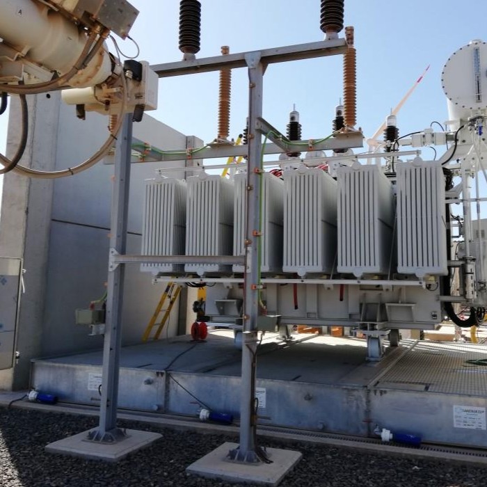 Power transformer on MODULO modular containment basins for passive and permanent drainage of hydrocarbons using the PETRO-PIT 401® filtration KIT